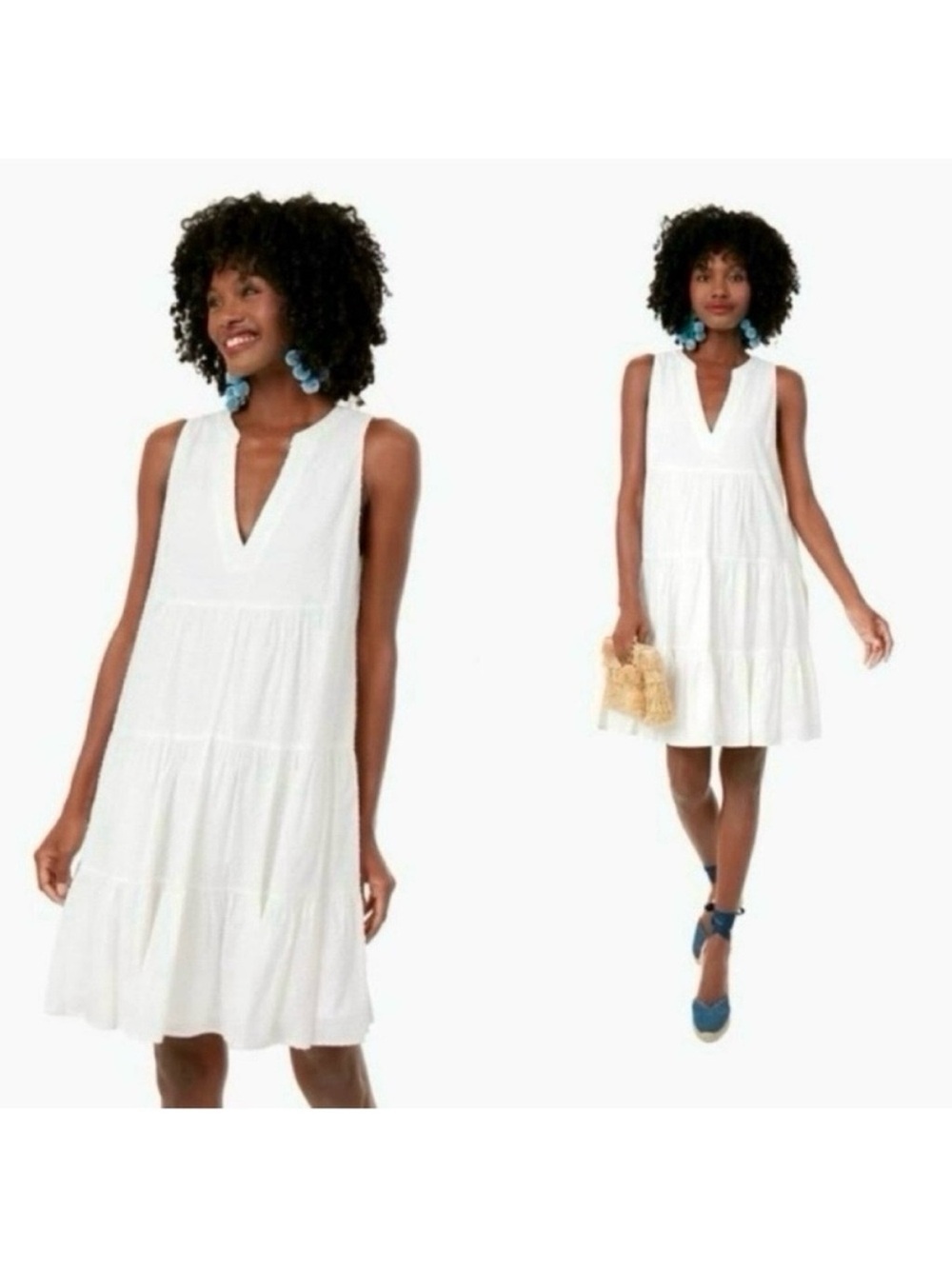 Pomander Place Kenzo sleeveless Swiss dot tiered white a line dress